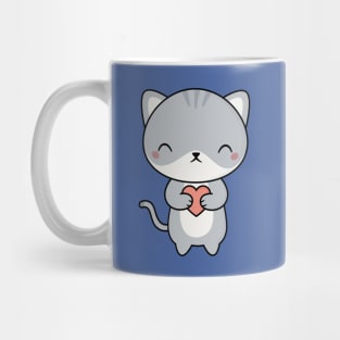 Kawaii Cute Cat With Heart Mug